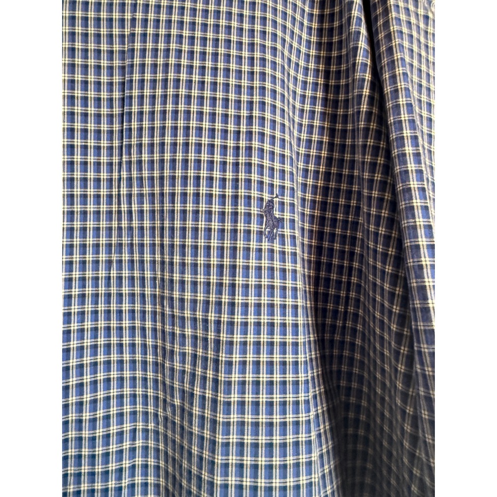 Spring Preppy Ralph Lauren Mens 3XLT Blue‎ Plaid Short Sleeve Button Down Shirt - Picture 7 of 7